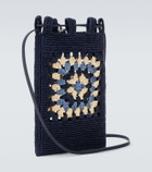 Loewe Paula's Ibiza crochet raffia pouch with strap