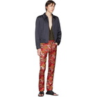 Dries Van Noten Red Jacquard Floral Panna Jeans