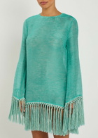 Taller Marmo Claudia Linen-blend Mini Dress Aqua