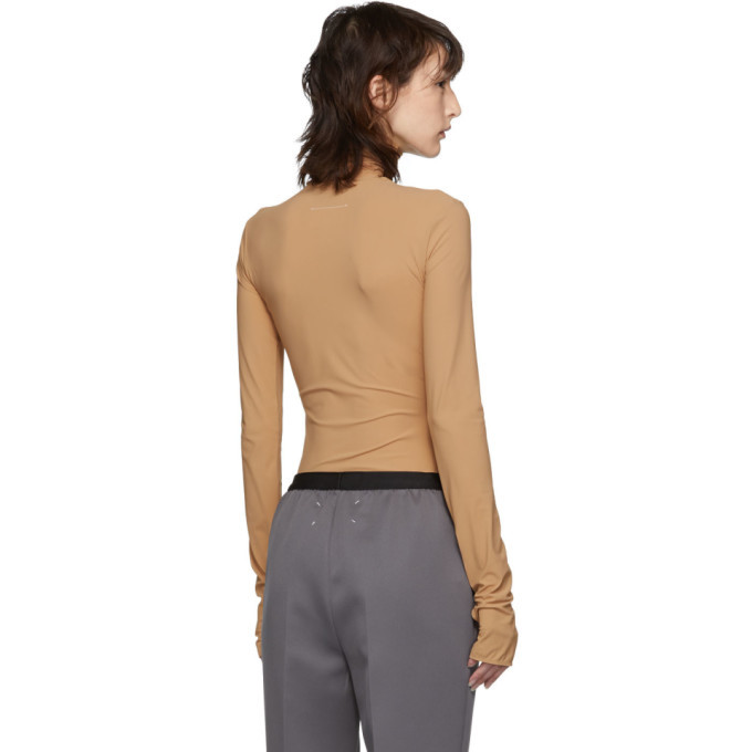 MM6 Maison Margiela Tan Turtleneck Bodysuit MM6 Maison Margiela
