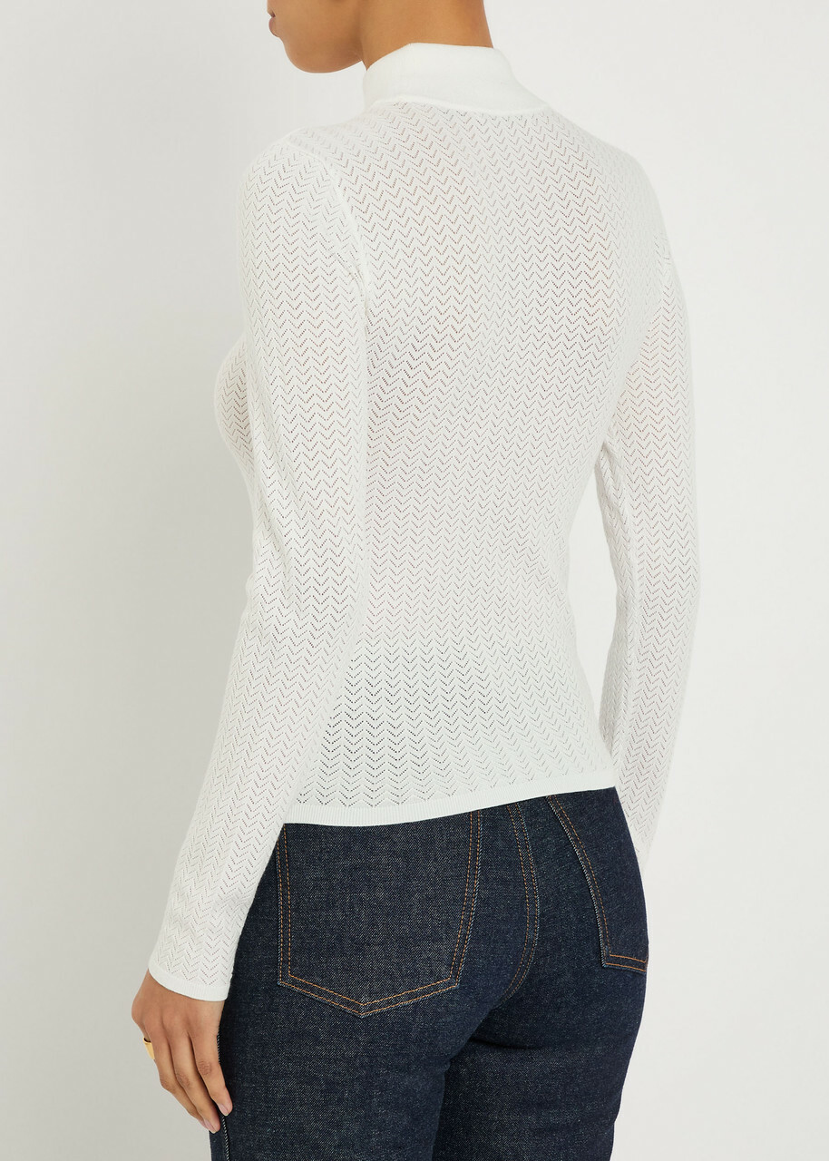Alice + Olivia Lanie Pointelle Knit top White