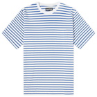 Monitaly Men's Japanese Cotton Stripe T-Shirt in Off White/Blue