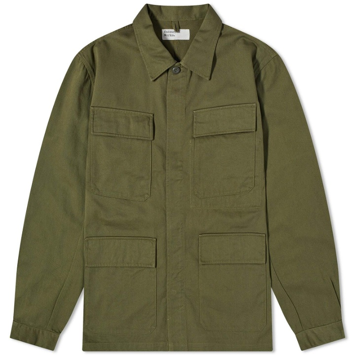 Photo: Universal Works Men's Twill Fatigue Jacket in Light Olive