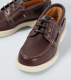 Gucci Web Stripe leather boat shoes