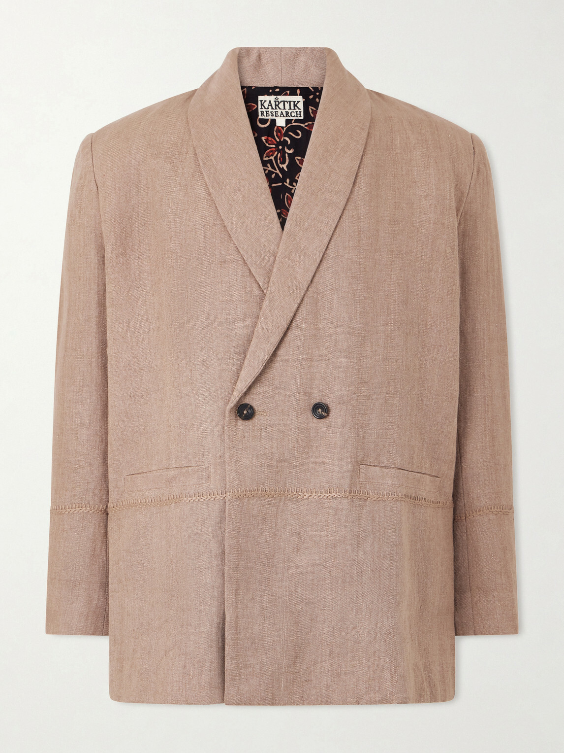 Kartik Research - Rabari Embroidered Linen Blazer - Brown