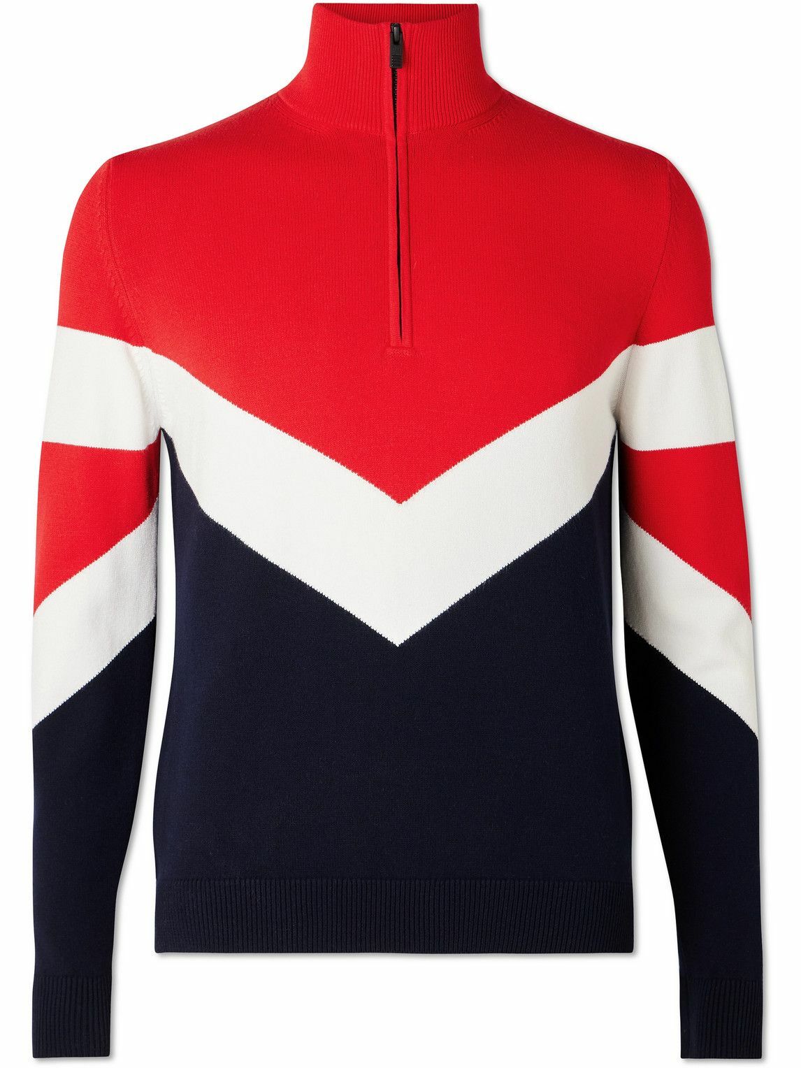 Fusalp - Donovan Striped Knitted Half-Zip Sweater - Blue Fusalp