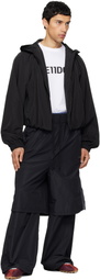 We11done Black Gathered Neck Hoodie Jacket