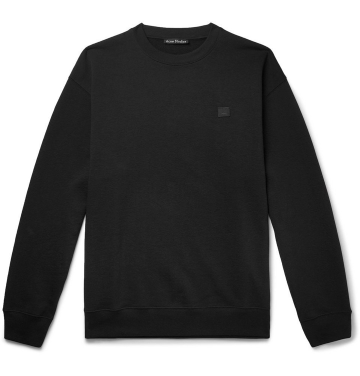 Photo: Acne Studios - Forba Oversized Logo-Appliquéd Loopback Cotton-Jersey Sweatshirt - Black