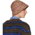 MSGM Yellow and Pink Check Print Cloche Bucket Hat