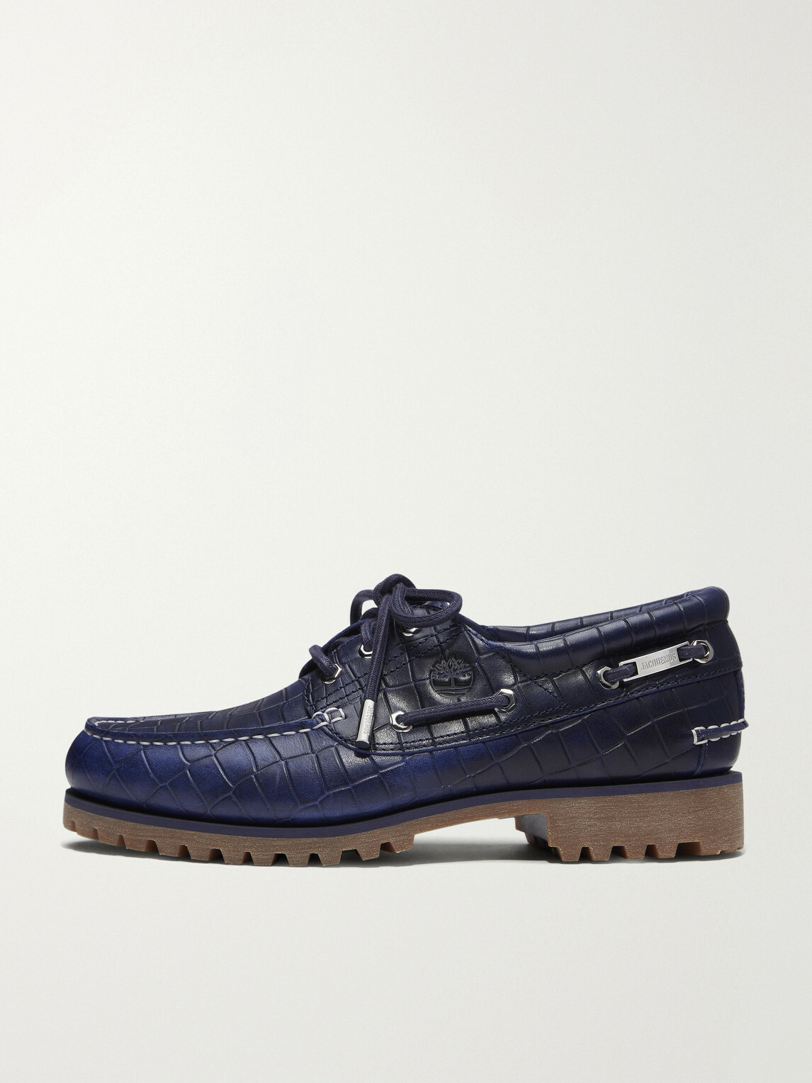 Timberland - Jacquemus Croc-Effect Leather Boat Shoes - Blue