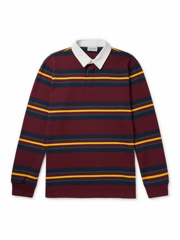 Photo: Carhartt WIP - Oregon Striped Cotton-Jersey Polo Shirt - Red