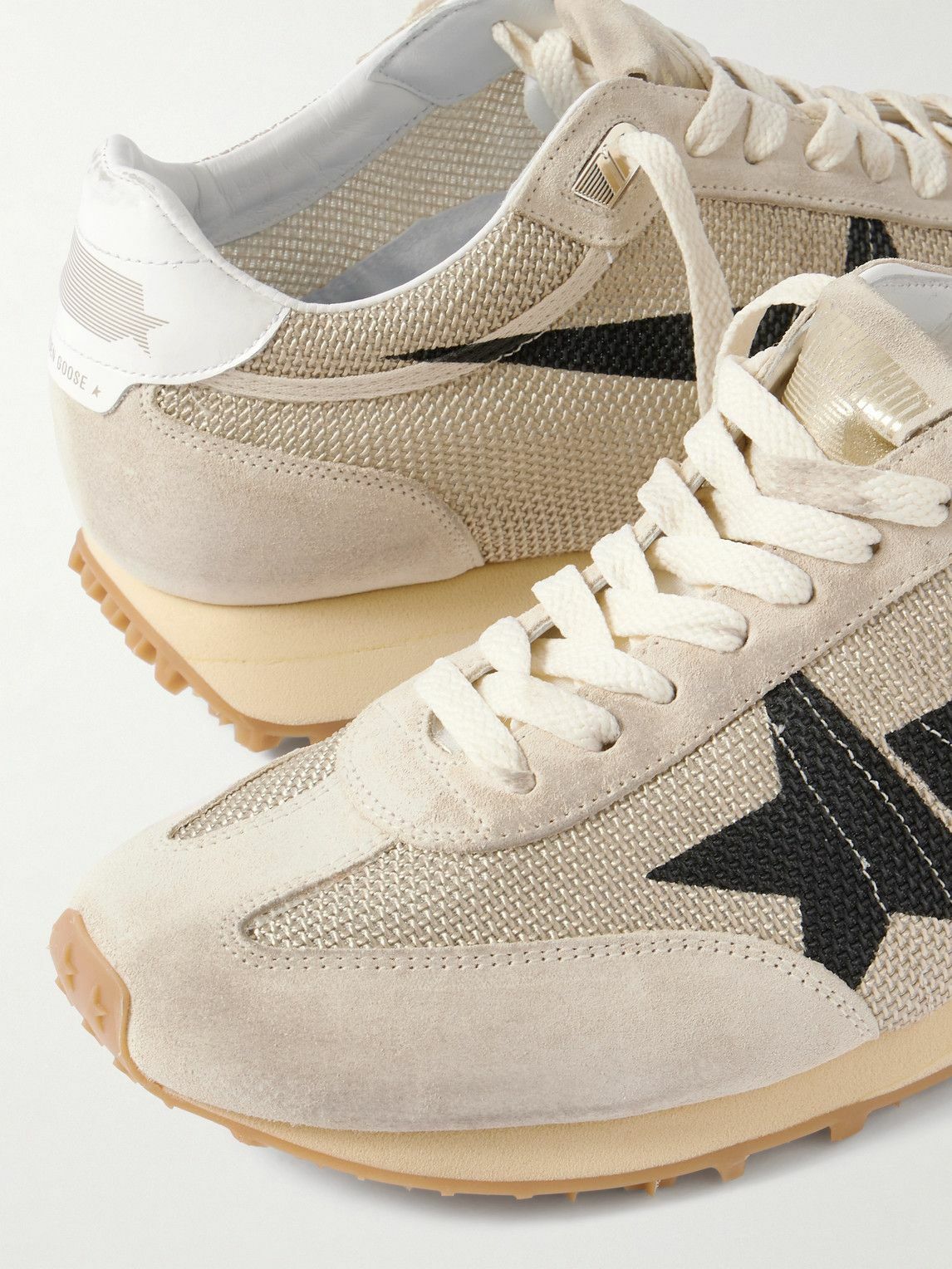 Golden Goose - Marathon Distressed Suede-Trimmed Printed Mesh Sneakers - Neutrals