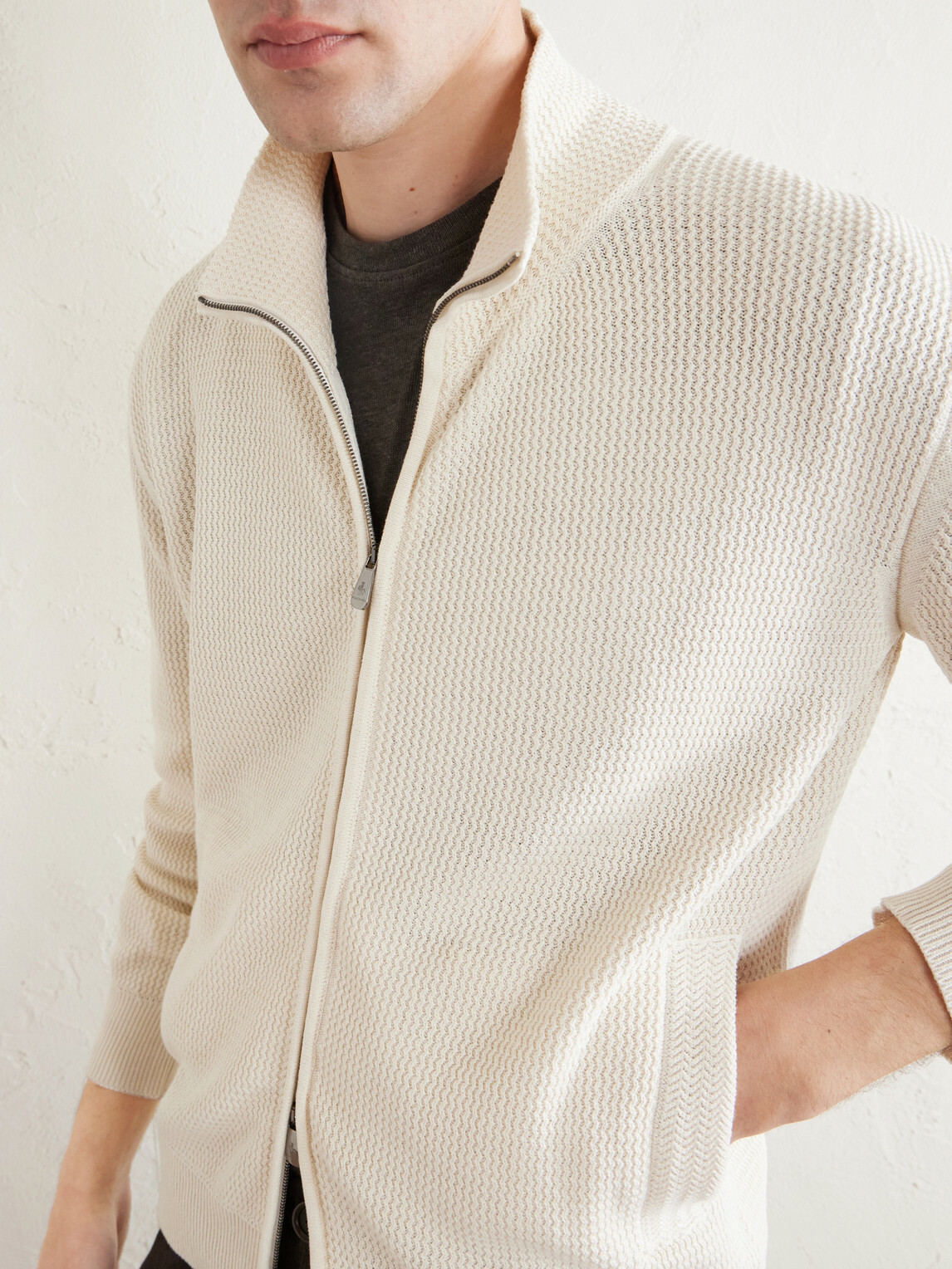 PIACENZA 1733 - Knitted Silk and Linen-Blend Zip-Up Cardigan - Neutrals