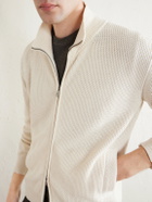 PIACENZA 1733 - Knitted Silk and Linen-Blend Zip-Up Cardigan - Neutrals