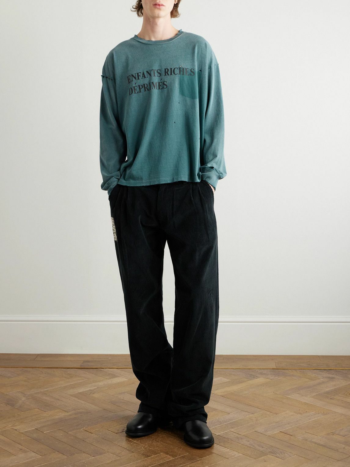 Enfants Riches Déprimés - Logo-Print Distressed Cotton