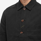 Universal Works Men's Nebraska Brushed Cotton Bakers Chore jacket in Black