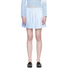 Thom Browne Blue Oxford 4-Bar Drawstring Pleated Miniskirt