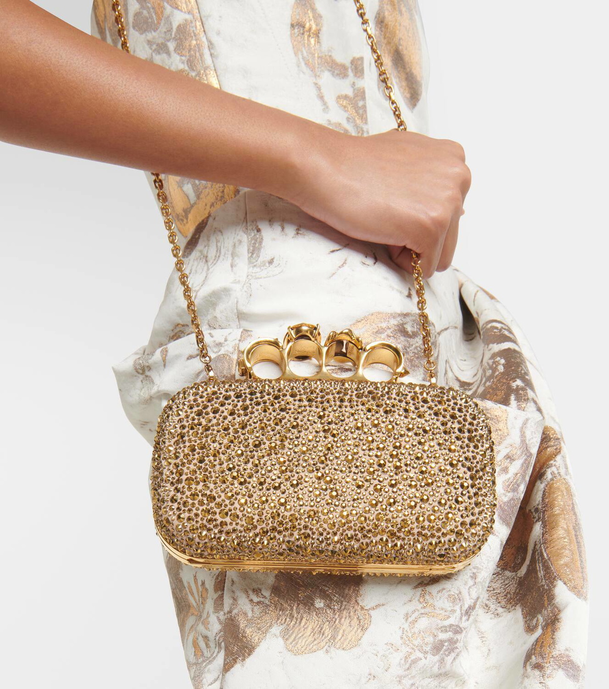 Alexander McQueen Knuckle embellished leather clutch Alexander McQueen