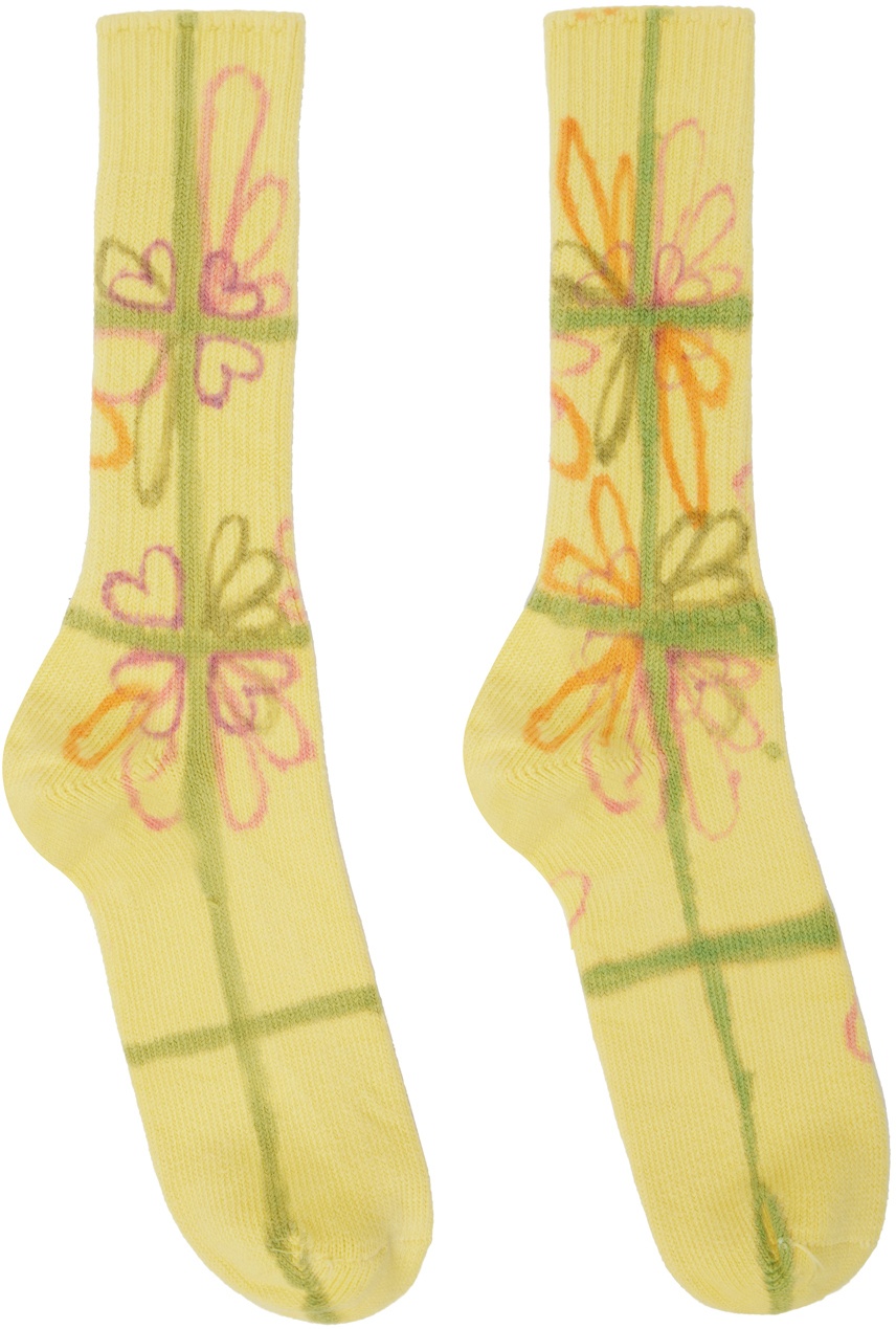 Photo: Collina Strada Yellow Flower Check Socks