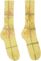 Collina Strada Yellow Flower Check Socks
