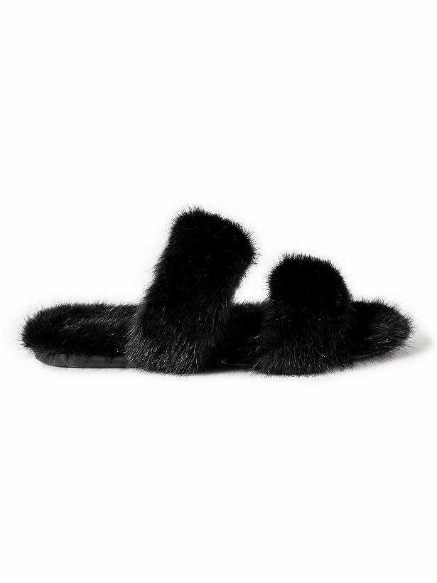 Photo: SAINT LAURENT - Faux Fur Slides - Black