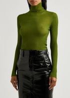 Petar Petrov Sweet Mystery Ribbed Knitted Silk top Green