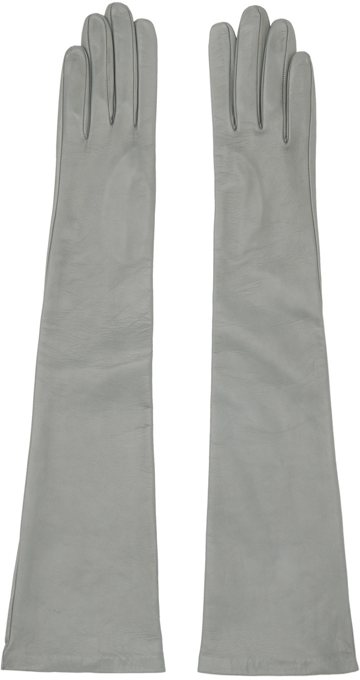 Dries Van Noten Gray Soft Leather Gloves