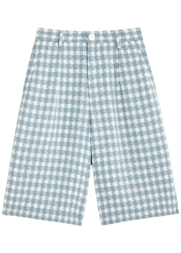 Photo: Nahmias Plaid-jacquard Woven Shorts Grey
