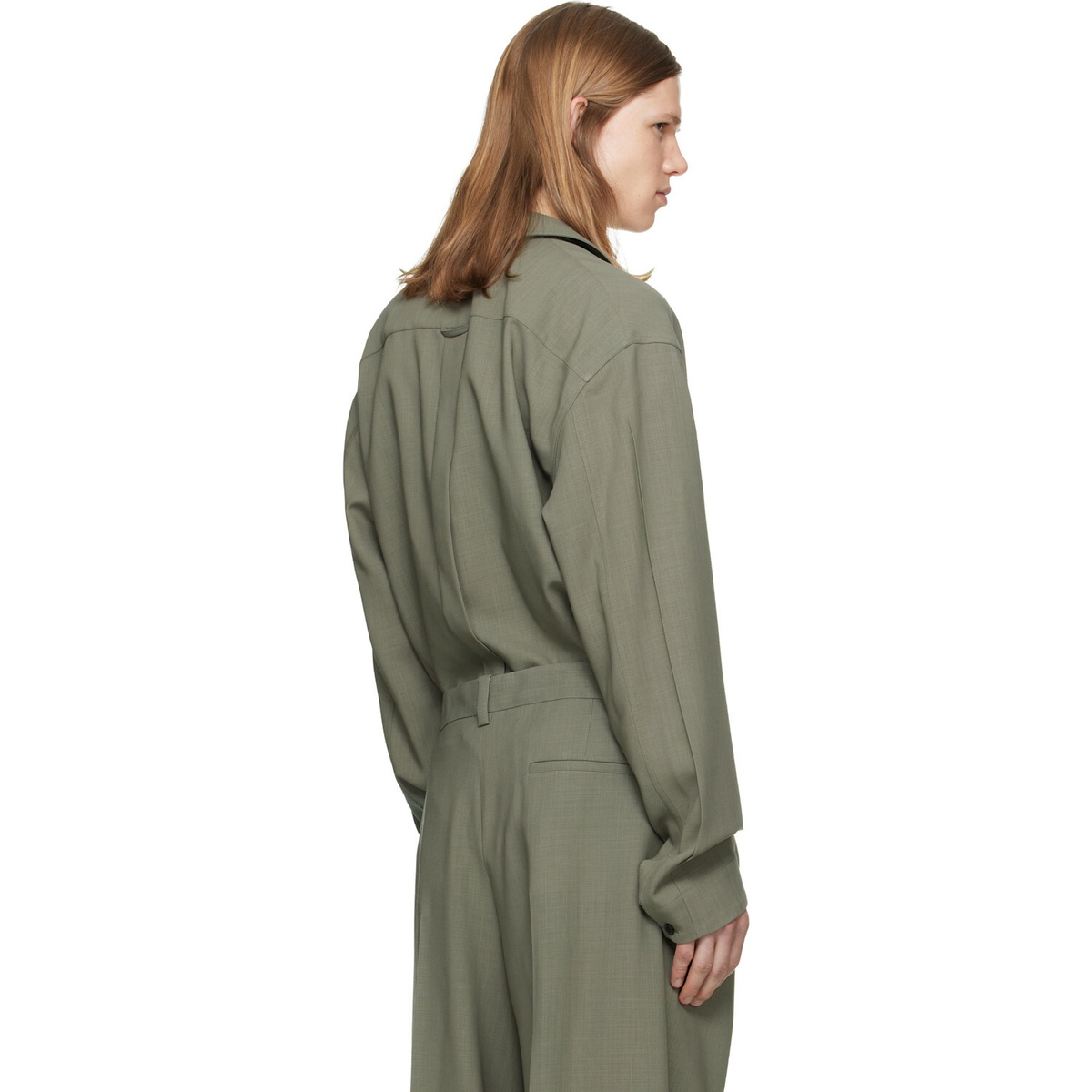 Calvin Klein Collection Taupe Atlas Button-Down Shirt