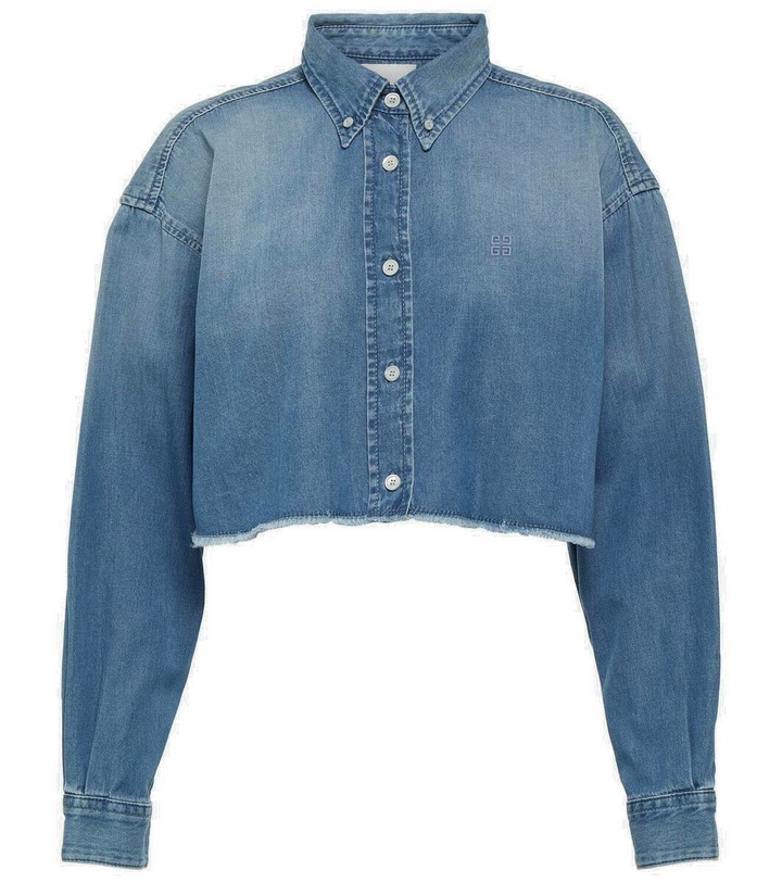 Photo: Givenchy 4G cropped denim shirt