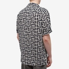 Balmain Men's Monogram Vacation Shirt in Ivory/Black