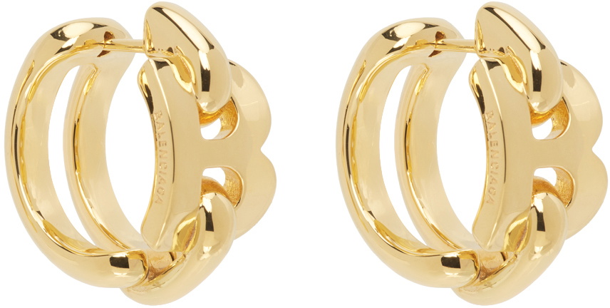 Balenciaga Gold B Chain Hoop Earrings Balenciaga