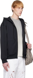 Marine Serre Black Moon Logo Fleece Zipped Hoodie