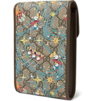 GUCCI - Disney Leather-Trimmed Printed Monogrammed Coated-Canvas Messenger Bag - Brown