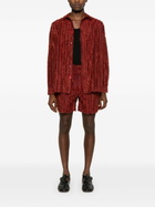 Labrum London Red Fringed Velvet Bermuda Shorts