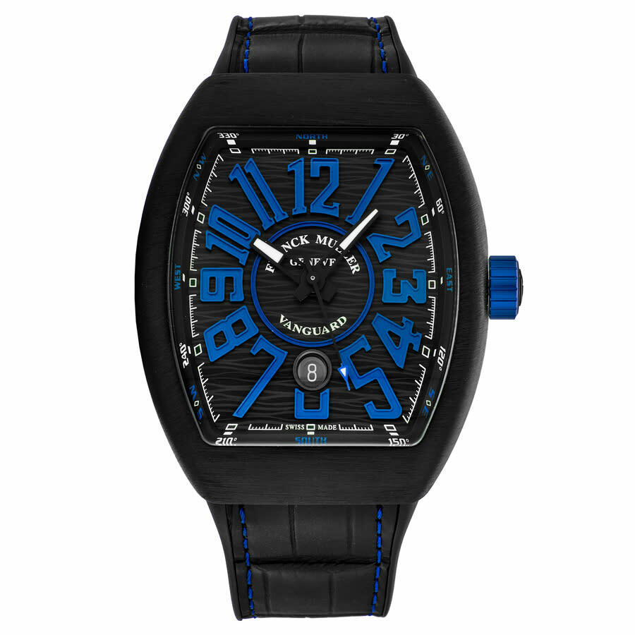 Franck Muller Vanguard Automatic Black Dial Mens Watch 45SCBLKBLKBLU