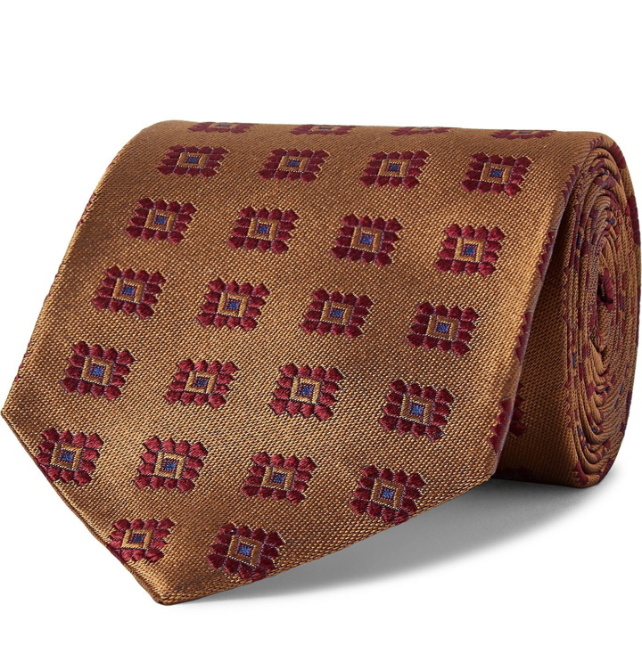Photo: Kingsman - Drake's 8cm Silk-Jacquard Tie - Brown