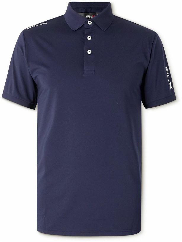 Photo: RLX Ralph Lauren - Logo-Print Stretch Recycled-Jersey Polo Shirt - Blue