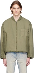 John Elliott Green Vintage Frame Bomber Jacket