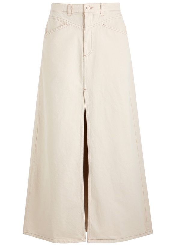 Photo: Free People Come As You Are Denim Maxi Skirt Cream