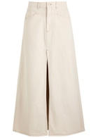 Free People Come As You Are Denim Maxi Skirt Cream