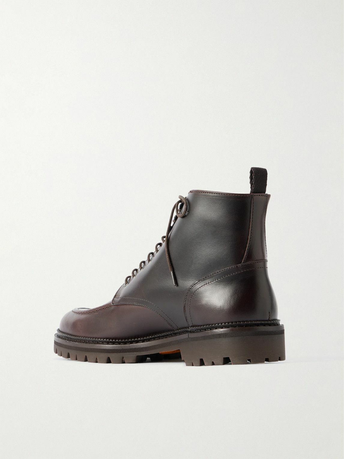 Mr P. - Commander Shearling-Lined Leather Lace-Up Boots - Brown