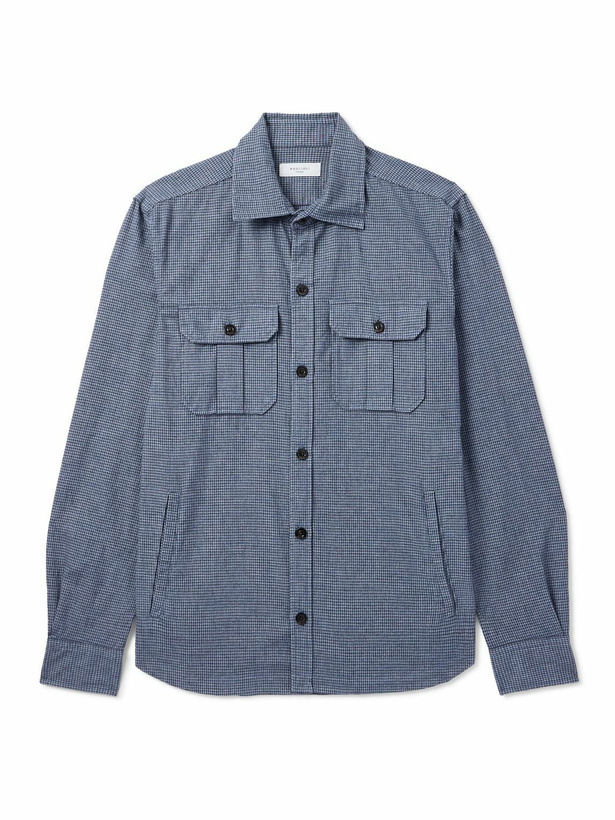 Photo: Boglioli - David Checked Cotton-Blend Overshirt - Blue