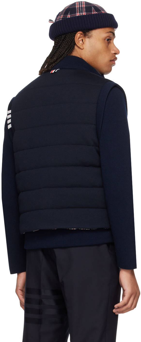 Thom Browne Navy Funnel Neck Reversible Jacket