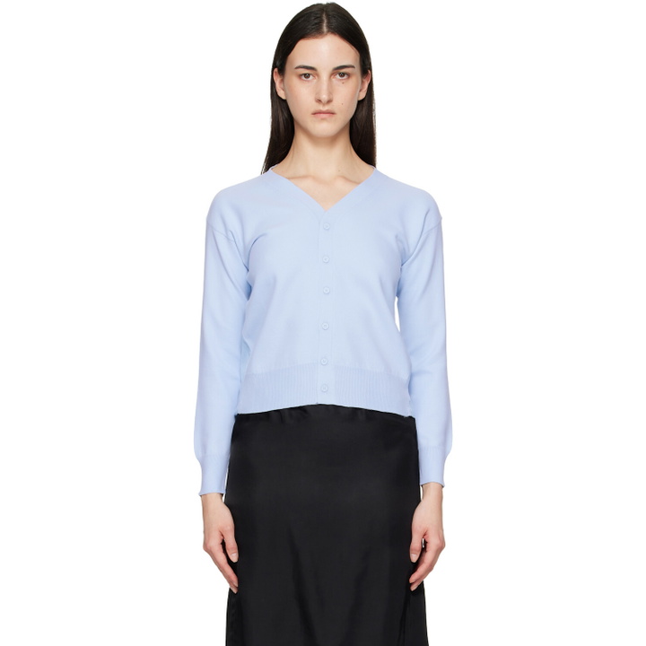Photo: MM6 Maison Margiela Blue Chiffon Overlay Cardigan