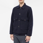 Universal Works Men's Soft Wool Watchman Jacket in Navy