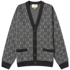 Gucci Men's GG Logo Knit Cardigan in Grey