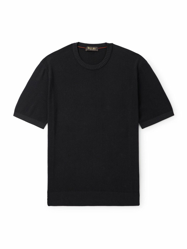 Photo: Loro Piana - Slim-Fit Cotton and Silk-Blend Piqué T-Shirt - Blue