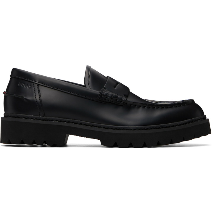 Photo: Hugo Black Embossed-Logo Loafers