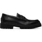 Hugo Black Embossed-Logo Loafers